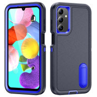 Samsung Galaxy A15 Rugged PC Hybrid Silicone Phone Case with Holder(Dark Blue+Royal Blue)