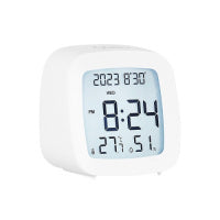 Multifunctional Temperature and Humidity LCD Clock Home Bedside Alarm Clock(2306 White)