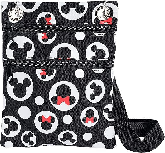 Disney Passport Bag Crossbody Travel Mickey Minnie Eeyore Stitch All Over Print black