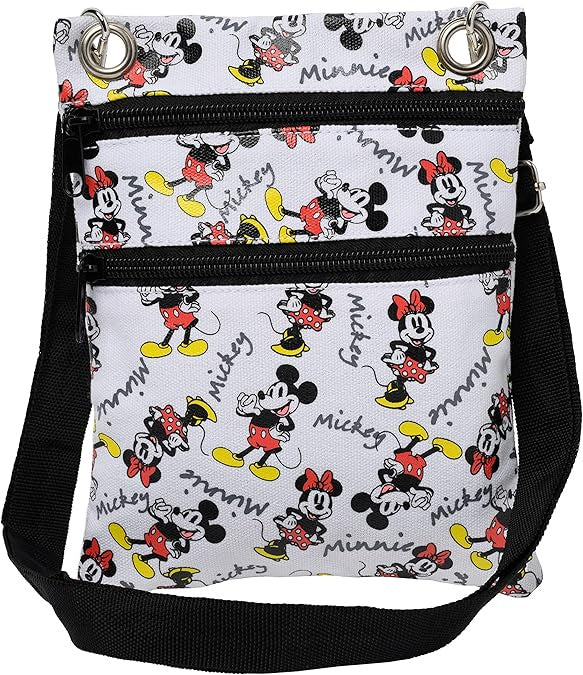 Disney Passport Bag Crossbody Travel Mickey Minnie Eeyore Stitch All Over Print white