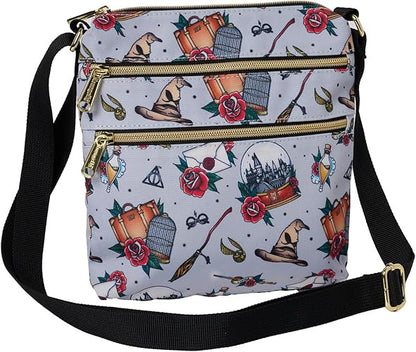 Harry Potter Passport Crossbody Travel Bag AOP Relics Tattoo Print