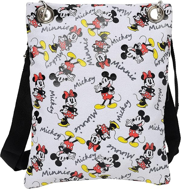 Disney Passport Bag Crossbody Travel Mickey Minnie Eeyore Stitch All Over Print white