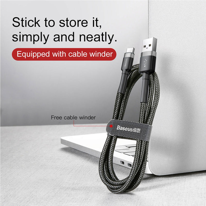 Baseus 2m 2A Max USB to USB-C / Type-C Data Sync Charge Cable(Grey+Black)