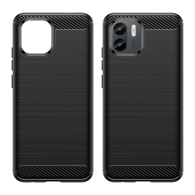 Xiaomi Redmi A1 Brushed Texture Carbon Fiber TPU Phone Case(Black)