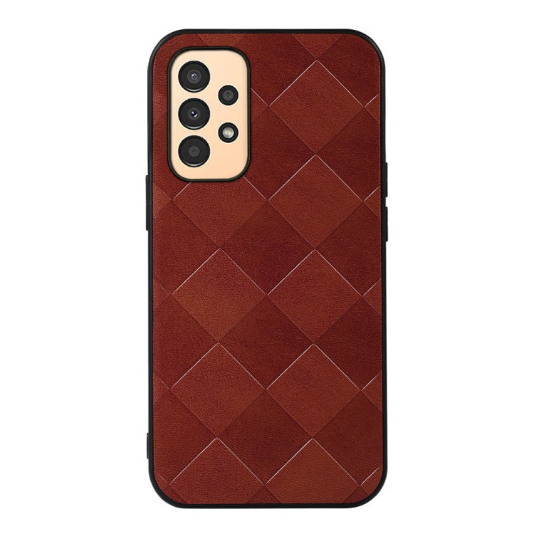 Samsung Galaxy A13 4G Weave Plaid PU Phone Case(Brown)