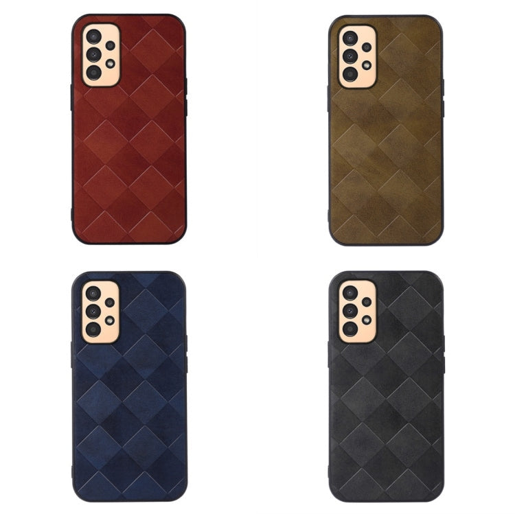 Samsung Galaxy A13 4G Weave Plaid PU Phone Case(Brown)