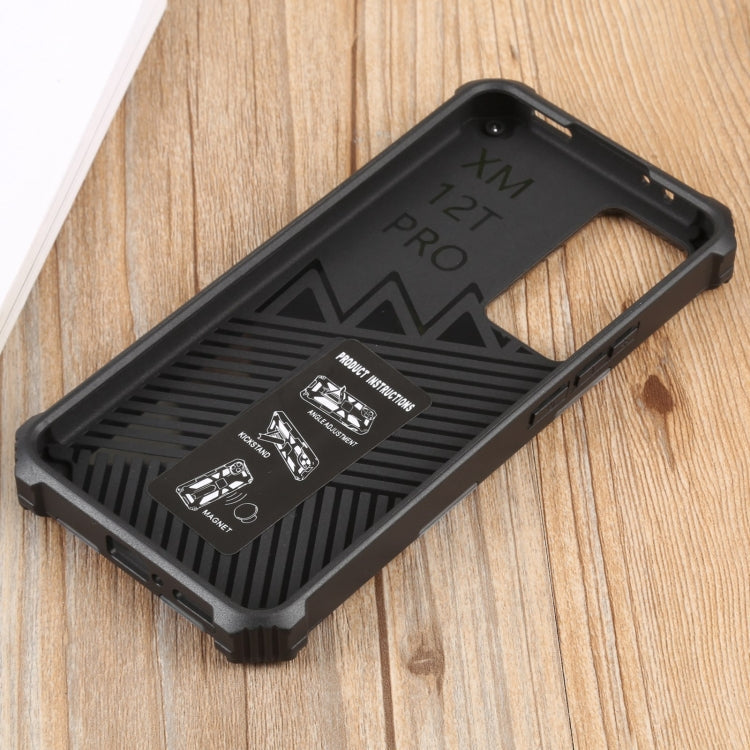 Xiaomi 12T / 12T Pro / Redmi K50 Ultra Camouflage Armor Kickstand TPU + PC Magnetic Phone Case(Dark Blue)