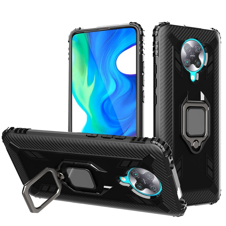 Xiaomi Redmi K30 Pro / Poco F2 Pro 5G Carbon Fiber Protective Case with 360 Degree Rotating Ring Holder(Black)