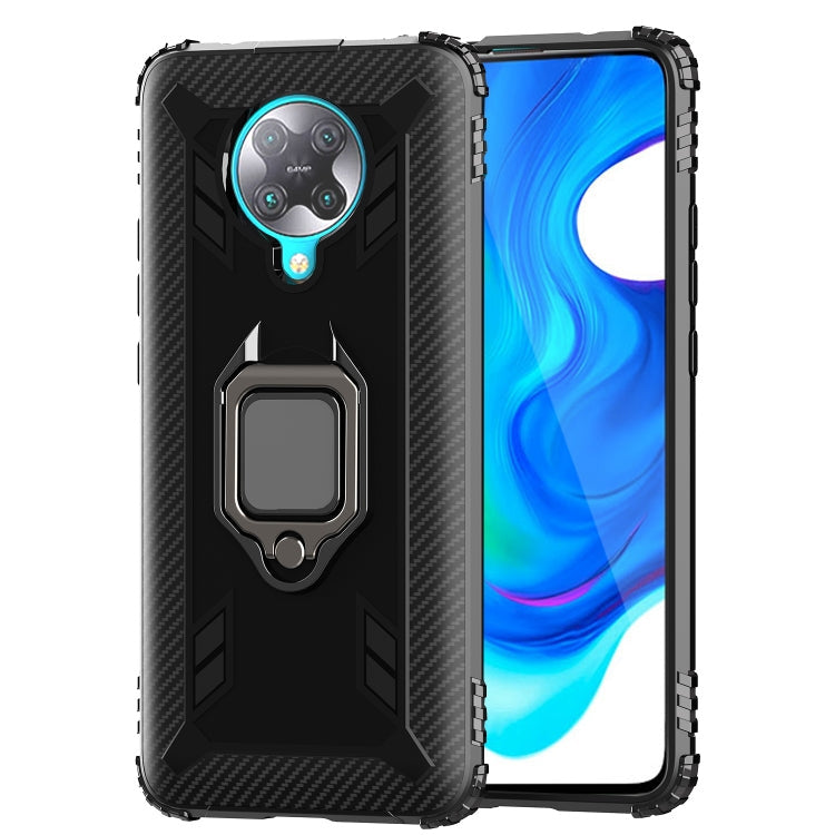 Xiaomi Redmi K30 Pro / Poco F2 Pro 5G Carbon Fiber Protective Case with 360 Degree Rotating Ring Holder(Black)