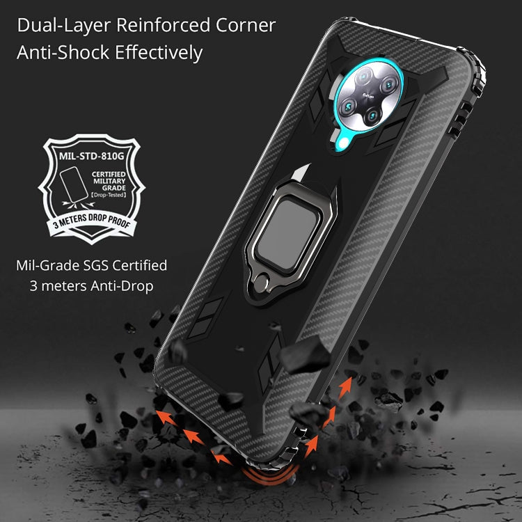 Xiaomi Redmi K30 Pro / Poco F2 Pro 5G Carbon Fiber Protective Case with 360 Degree Rotating Ring Holder(Black)