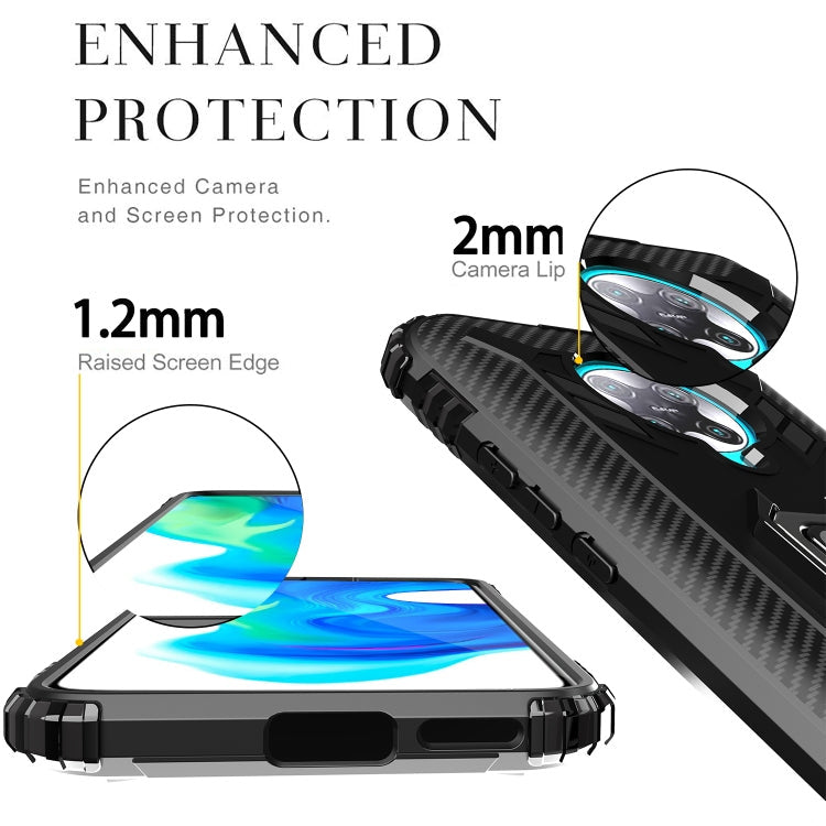 Xiaomi Redmi K30 Pro / Poco F2 Pro 5G Carbon Fiber Protective Case with 360 Degree Rotating Ring Holder(Black)