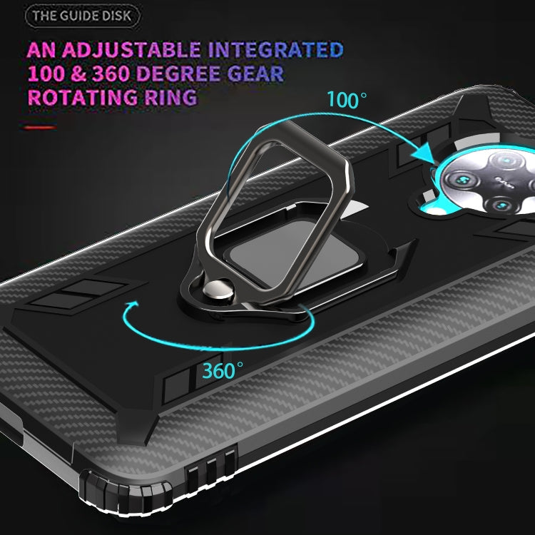 Xiaomi Redmi K30 Pro / Poco F2 Pro 5G Carbon Fiber Protective Case with 360 Degree Rotating Ring Holder(Black)