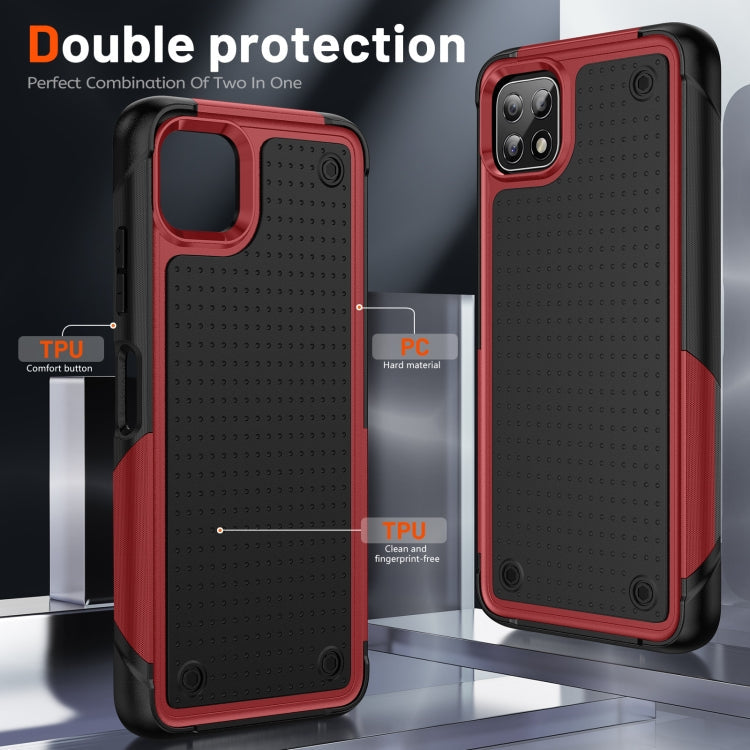 Samsung Galaxy A22 5G PC + TPU Shockproof Protective Phone Case(Red+Black)