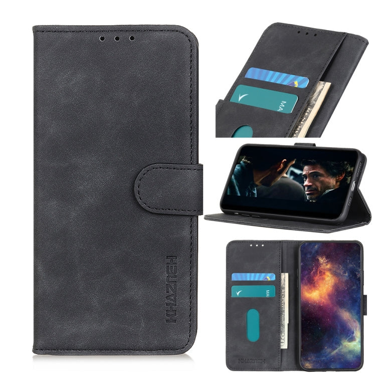 Xiaomi Redmi 9T / Note 9 4G KHAZNEH Retro Texture PU + TPU Horizontal Flip Leather Case with Holder & Card Slots & Wallet(Black)