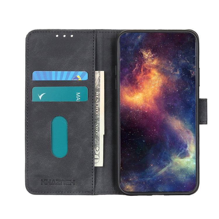 Xiaomi Redmi 9T / Note 9 4G KHAZNEH Retro Texture PU + TPU Horizontal Flip Leather Case with Holder & Card Slots & Wallet(Black)