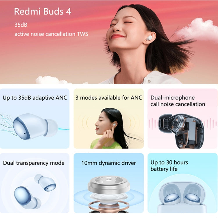 Original Xiaomi Redmi Buds 4 True Wireless Bluetooth Earphone(White)