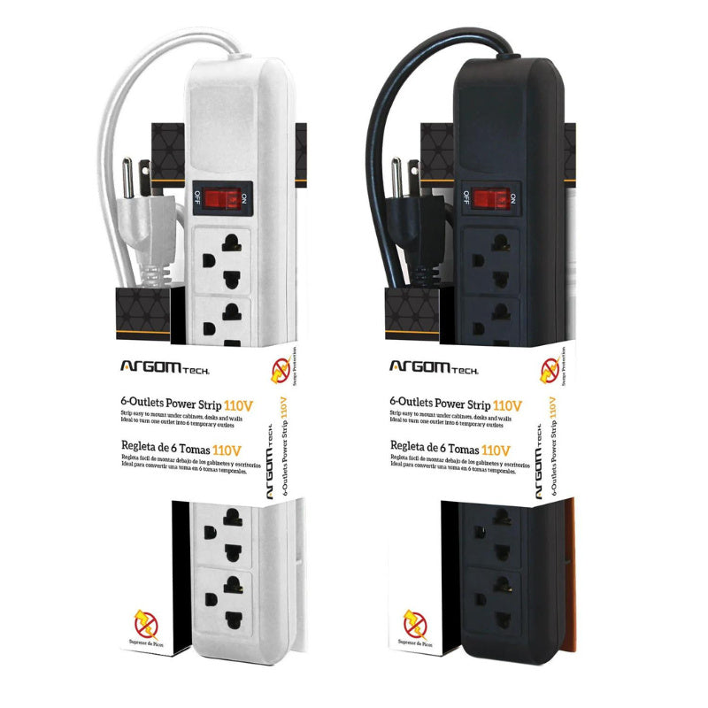 6-OUTLETS POWER STRIP 110/120V ARG-AC-0252WT