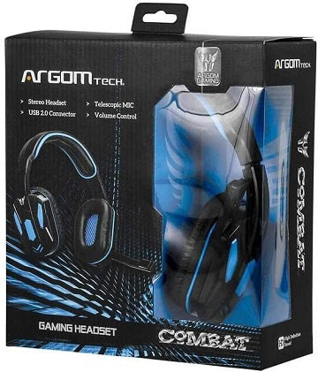 Argom Tech HS45 Gaming Headphones Combat USB with Mic- Black/Blue