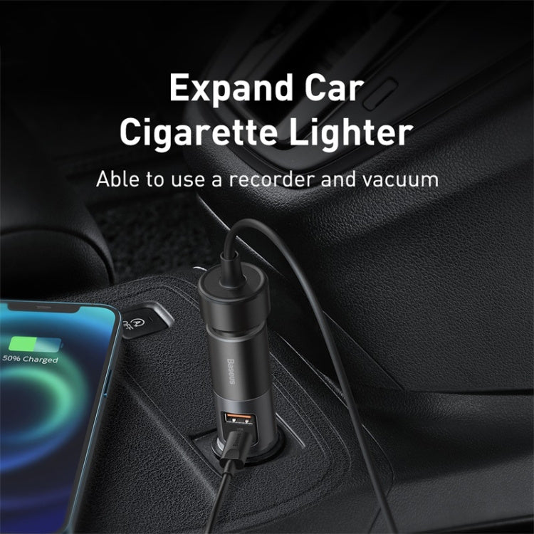 Baseus Share U+C 120W Together Fast Charge Car Charger with Cigarette Lighter Expansion Port(Grey)