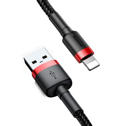 Baseus 2A 8 Pin Cafule Tough Charging Cable, Length: 3m(Red + Black)