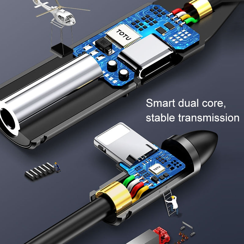 TOTUDESIGN EAUC-20 Revial Series 8 Pin Male to Dual 8 Pin Female 2 in 1 Mini Portable Audio & Charging Adapter