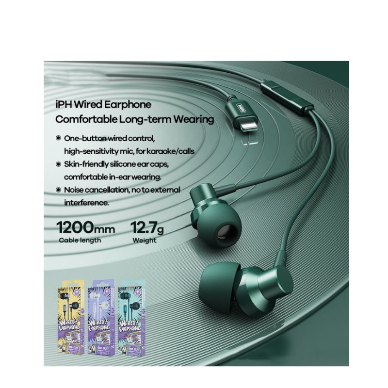 Remax RM-512i 8 Pin Interface Wired Call Music Earphone, Support Wired Control, Cable Length: 1.2m(White)